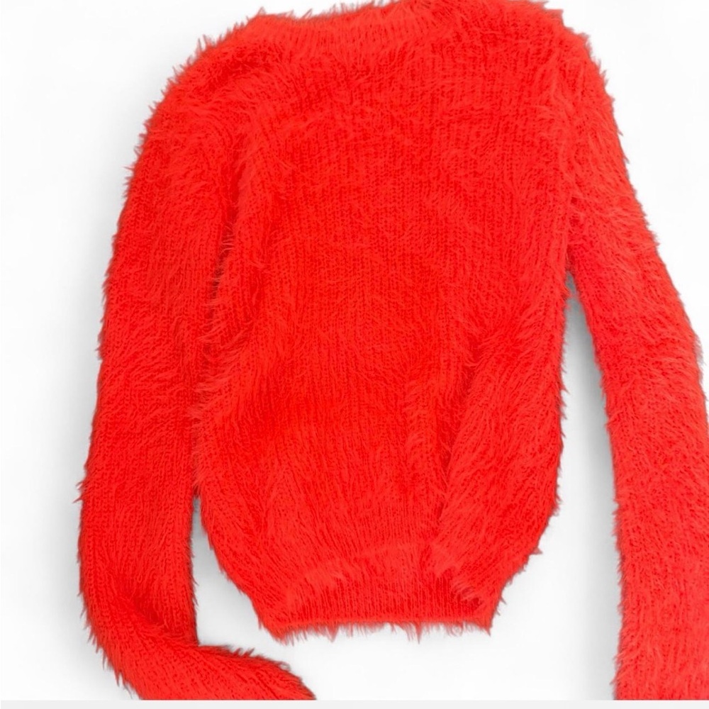 Fuzzy Orange Women's Sweater - Lightweight Cozy Pullover